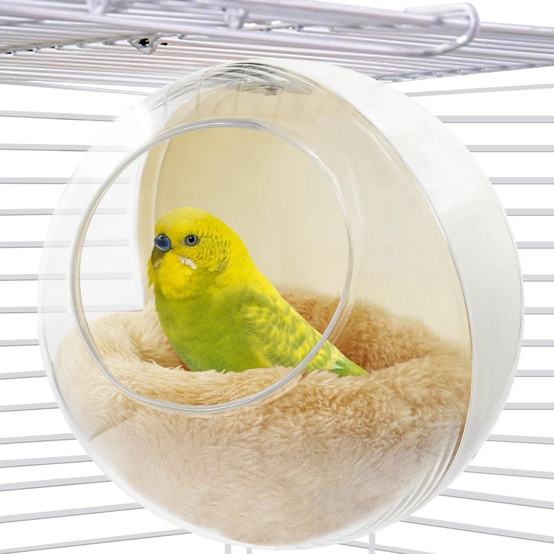 Jevnd Bird Nest for Cage Bite-Resistant, Washable Clear Observation Small Bird House Hanging, Warm Birds Bed Plush Hut, Parakeet Nest to Lay Eggs Breeding Sleeping for Parrot Budgie Lovebird Canary - Image 1